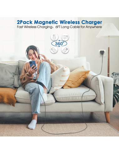Cargador Inalámbrico Magnético 15W para iPhone 6FT - 2 Pack