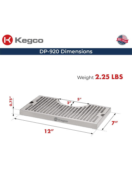Bandeja de Goteo Kegco DP-920 Acero Inoxidable 30.48x17.78 cm
