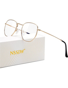 Gafas de Luz Azul NSSIW Hexagonales Unisex Oro Anti Fatiga 2