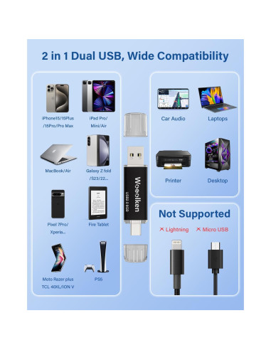 Unidad Flash USB-C 8GB Wooolken Doble Puerto 10 Paquete