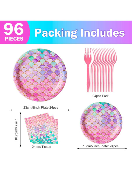 Suministros de Fiesta de Sirena Jestar 96 Pcs Platos y Servilletas