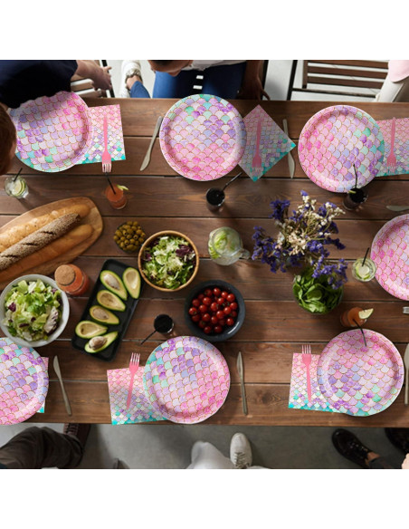 Suministros de Fiesta de Sirena Jestar 96 Pcs Platos y Servilletas