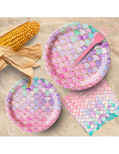 Suministros de Fiesta de Sirena Jestar 96 Pcs Platos y Servilletas