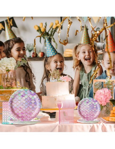Suministros de Fiesta de Sirena Jestar 96 Pcs Platos y Servilletas