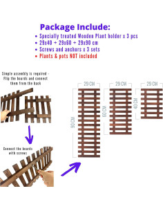 Plantero de Pared ShopLaLa - 3 Macetas de Madera Colgantes 2