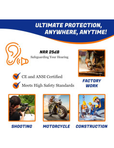 Tapones para Oídos Reutilizables 25dB con Cordón - 100 Pares 2