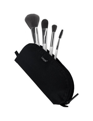 Soporte de Brochas de Maquillaje Gloppie Negro - Estuche Portátil para 10 Brochas