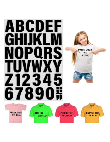 Letras y Números Termoadhesivos SIQUNUO 5.08cm Negro 6 Hojas