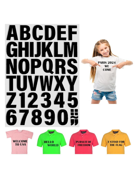 Letras y Números Termoadhesivos SIQUNUO 5.08cm Negro 6 Hojas