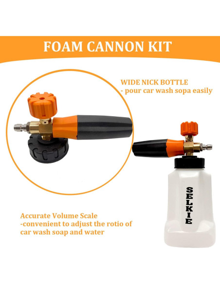 Cañón de Espuma Selkie 1L para Lavadora a Presión 5000 PSI