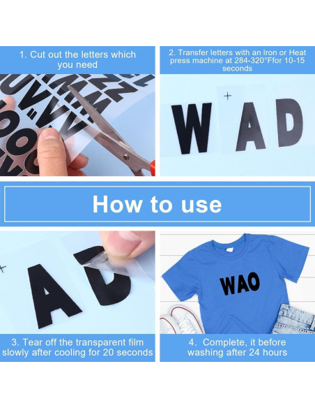 Letras y Números Termoadhesivos SIQUNUO 5.08cm Negro 6 Hojas