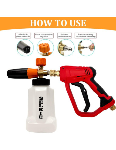 Cañón de Espuma Selkie 1L para Lavadora a Presión 5000 PSI