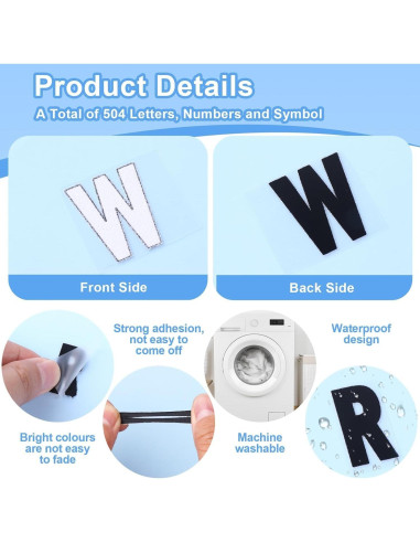 Letras y Números Termoadhesivos SIQUNUO 5.08cm Negro 6 Hojas