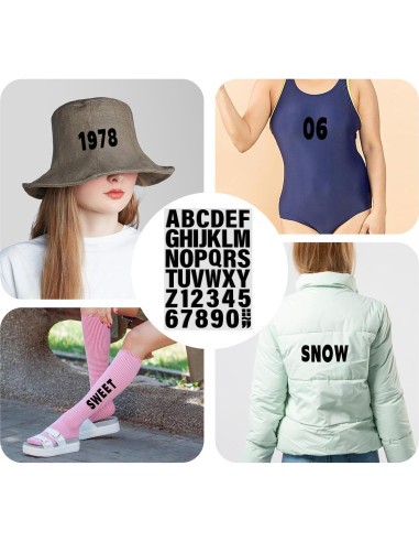 Letras y Números Termoadhesivos SIQUNUO 5.08cm Negro 6 Hojas