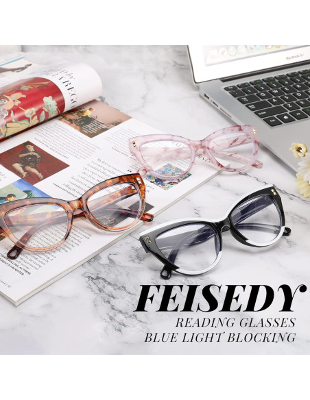 Gafas de Lectura FEISEDY Ojo de Gato Vintage Anti Luz Azul 1.5x