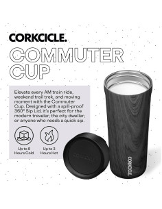 Taza de Viaje Corkcicle Commuter Cup 0.5 L Aislada Madera 2