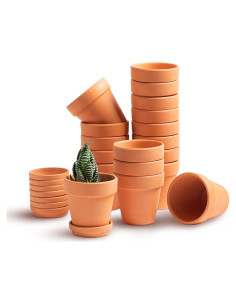 Macetas de terracota HERDUK 8.1 cm con plato - Paquete de 18