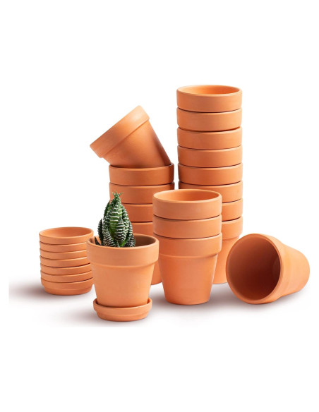 Macetas de terracota HERDUK 8.1 cm con plato - Paquete de 18 Macetas de terracota HERDUK 8.1 cm con plato - Paquete de 18