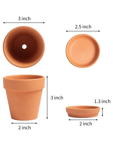 Macetas de terracota HERDUK 8.1 cm con plato - Paquete de 18 Macetas de terracota HERDUK 8.1 cm con plato - Paquete de 18