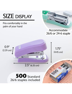 Mini Grapadora BAZIC con 500 Grapas Estándar Color Pastel 2