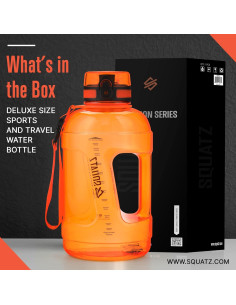 Botella de Agua Deportiva SQUATZ 2300 ml Boca Ancha Naranja 2