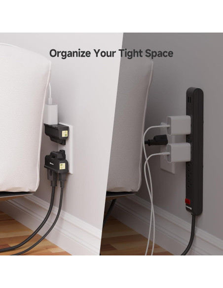 Adaptador de Pared Giratorio 3 Salidas Cable Matters Negro