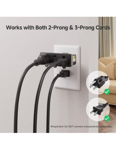 Adaptador de Pared Giratorio 3 Salidas Cable Matters Negro