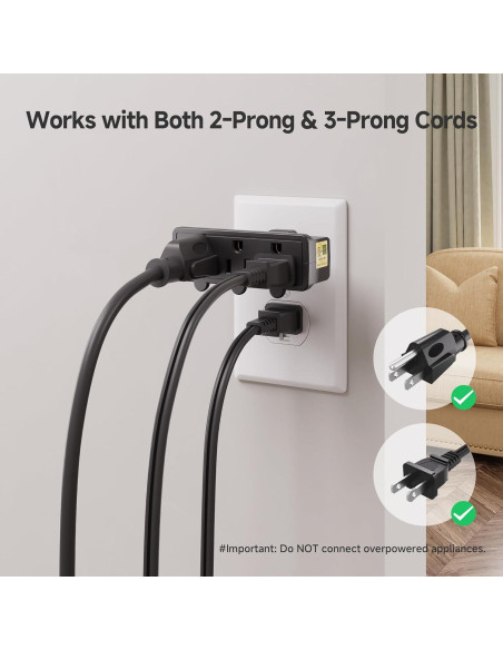 Adaptador de Pared Giratorio 3 Salidas Cable Matters Negro