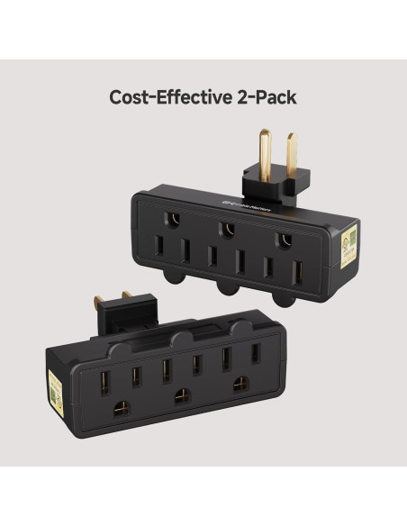 Adaptador de Pared Giratorio 3 Salidas Cable Matters Negro