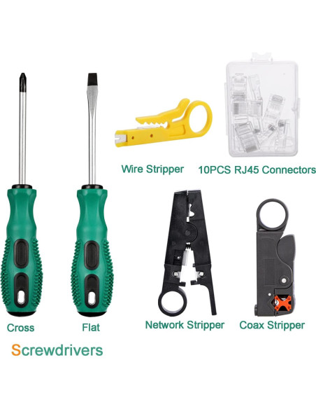Kit de Herramientas de Red HIIJA 9 en 1 Crimpadora RJ45