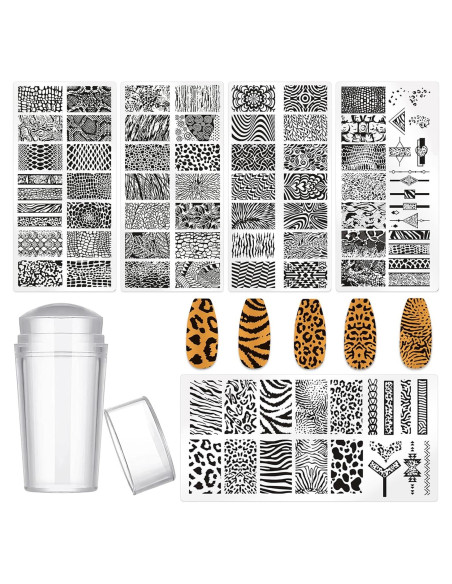 Kit de Estampado de Uñas 5 Piezas MOLILO - Diseño Leopardo
