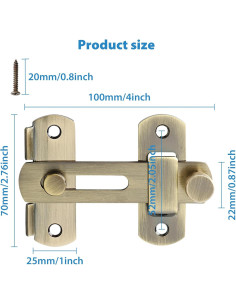 Pestillo de Puerta Alise 10.16cm Acero Inoxidable Bronce 2