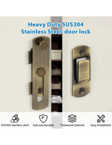 Pestillo de Puerta Alise 10.16cm Acero Inoxidable Bronce Pestillo de Puerta Alise 10.16cm Acero Inoxidable Bronce
