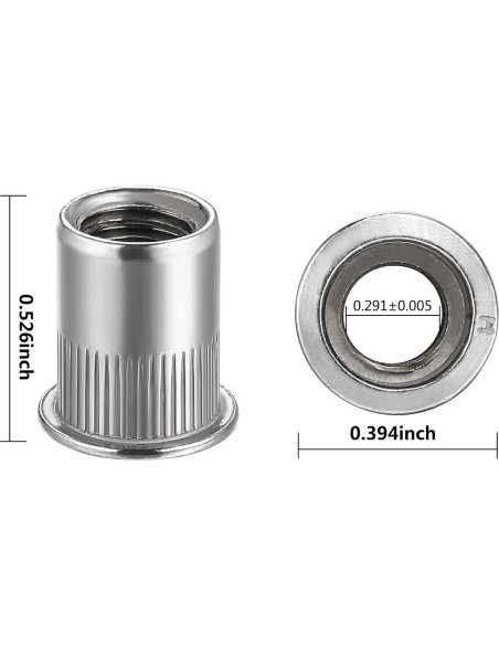 100 Tuercas Remachadas M10 Acero Inoxidable 304 Wensilon