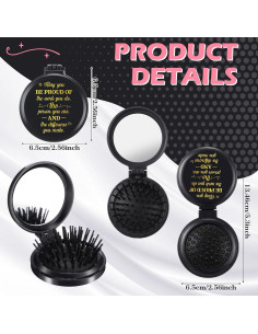 Set de 12 Cepillos de Pelo Plegables Leinuosen con Espejo Negro 2