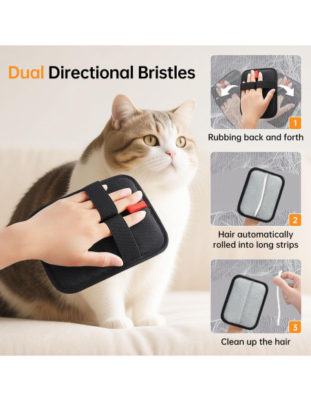 Guantes de Limpieza de Pelo de Mascota INABULETWO 1 Pcs Negro