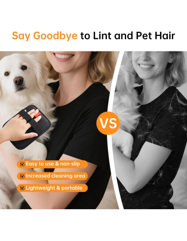 Guantes de Limpieza de Pelo de Mascota INABULETWO 1 Pcs Negro