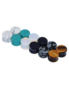 Tapones de Oído de Piedra Natural Qmcandy 8g a 20mm - 12 Piezas