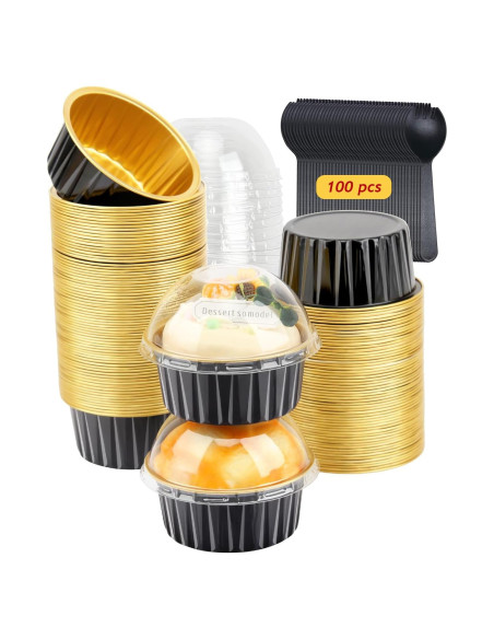 Moldes para Cupcakes LNYZQUS 5oz con Tapas - 100 Piezas