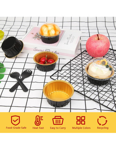 Moldes para Cupcakes LNYZQUS 5oz con Tapas - 100 Piezas