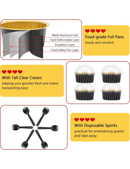 Moldes para Cupcakes LNYZQUS 5oz con Tapas - 100 Piezas