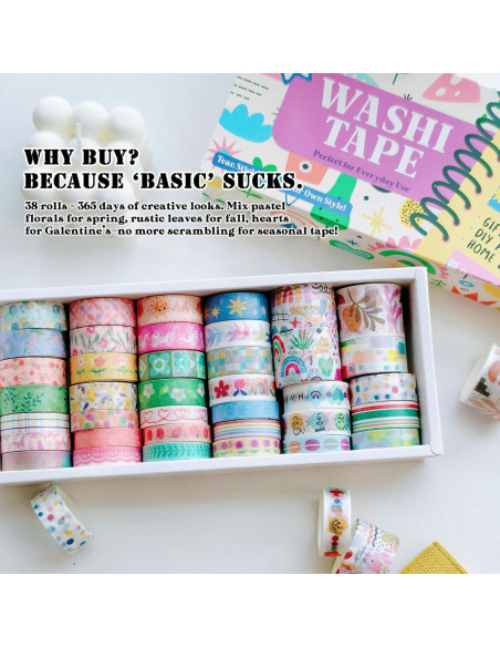 Juego de Washi Tape JUNKJWBZ - 38 Rollos Vintage Floral Juego de Washi Tape JUNKJWBZ - 38 Rollos Vintage Floral