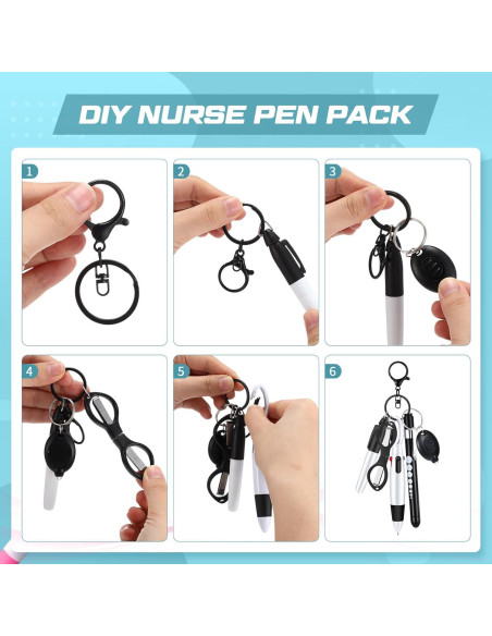 Juego de 6 bolígrafos para enfermeras MotiMind negro