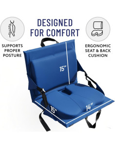 Cojín de Asiento de Estadio Everlasting Comfort Azul Portátil 2