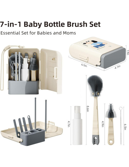 Juego de Limpiadores de Botellas Gulsmami 7 en 1 Viaje Juego de Limpiadores de Botellas Gulsmami 7 en 1 Viaje