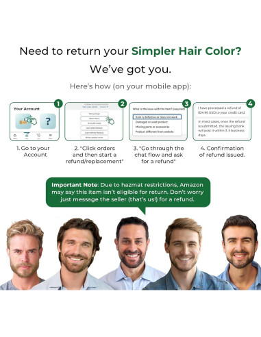 Tinte para Cabello y Barba SIMPLER Negro Marrón 340g - Cobertura 100% Canas