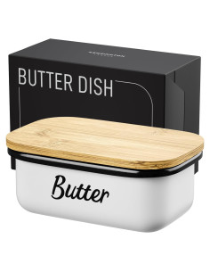 Plato de Mantequilla Blanco Kensington London con Tapa 11.5x8x16.5cm