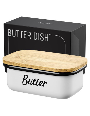 Plato de Mantequilla Blanco Kensington London con Tapa 11.5x8x16.5cm