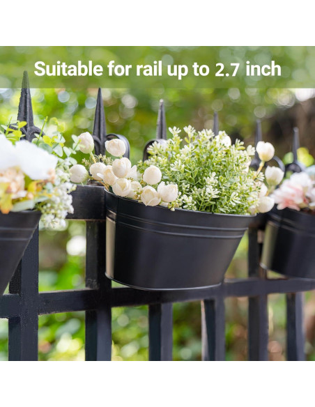 Macetas colgantes de hierro Dahey para barandilla, 3 piezas