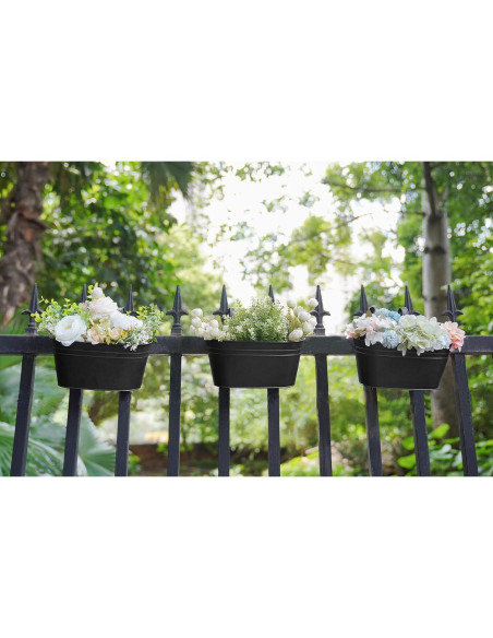 Macetas colgantes de hierro Dahey para barandilla, 3 piezas